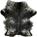Large Black and White Speckled Colombian Cowhide: black with white speckles and spots, a few small, dark brown spots, and dark brown down part of the spine - 7'8" x 5'9" (COSP3346)