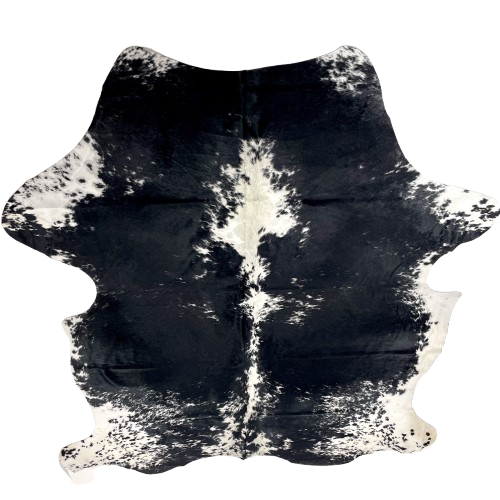 XL Black and White Speckled Colombian Cowhide: black with white speckles and spots - 8'1" x 5'11" (COSP3350)