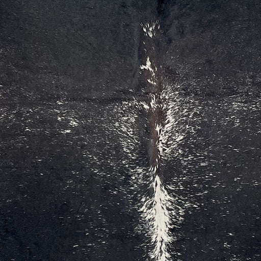 closeup of this Colombian Cowhide, showing black with white speckles (COSP3567)