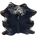 Black and White Colombian Cowhide: black, with white speckles down the spine, on the butt, shoulder and shanks, and splashes of brown on the shanks - 6'6" x 5'3" (COSP3570)