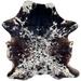 Tricolor Speckled Colombian Cowhide: white with black and dark brown speckles and spots - 6'7" x 4'11" (COSP3571)