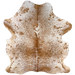 Brown and White Speckled Colombian Cowhide: white with brown speckles and spots, and one brand mark on the right side of the butt - 6'4" x 4'11' (COSP3572)