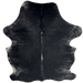 Large Black and White Speckled Colombian Cowhide: mostly solid black, with white speckles down the spine and on the belly, shanks, and shoulder - 7'6" x 5'5" (COSP3751)