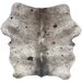 Multicolored Speckled Colombian Cowhide: white with taupe and gray speckles, and black, brown, and taupe spots - 6'3" x 5'5" (COSP3755)