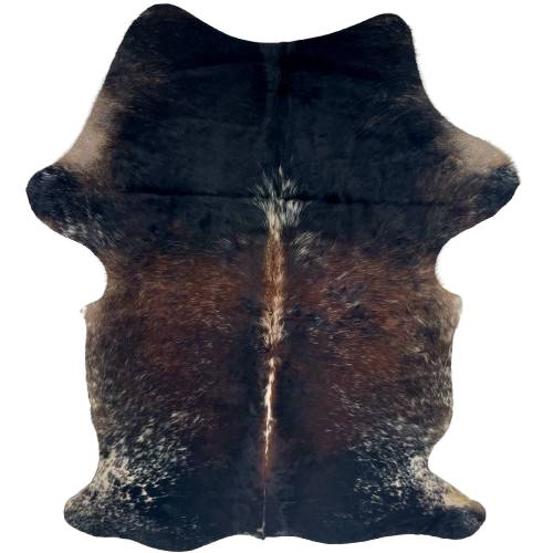 Tricolor Speckled Colombian Cowhide: has a mix of black and reddish brown with white speckles - 6'9" x 4'4" (COSP3756)
