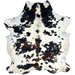Colombian Tricolor Cowhide:  white, with black speckles, and large and small spots that have a mix of black and dark brown - 6'7" x 5'4" (COTR1103)
