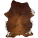 Colombian Tricolor Cowhide:  has a brown and black, brindle pattern, with white on the belly, and white spots on the shanks - 7'3" x 5'1" (COTR1129)