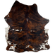 Large Colombian Tricolor Cowhide:  has a mix of red brown and black, and white spots with black speckles - 7'7" x 5'6" (COTR1133)