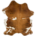 Colombian Tricolor Cowhide:  brown, with black, brindle markings, and it has a few white spots, and white on the belly and part of the shanks - 6'7" x 4'11" (COTR1137)