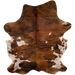 Large Speckled Colombian Tricolor Cowhide:  has a brown and black, brindle pattern, and spots that are white with brown and black speckles - 7'6" x 5'8" (COTR1180)