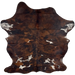 Colombian Tricolor Cowhide: has a mix of black and brown, and a few white spots that have brown and black speckles - 6'9" x 5'3" (COTR1217)