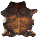 Colombian Tricolor Cowhide: has a brown and black, brindle pattern, with white spots on the belly and near the hind shanks - 6'11" x 5'6" (COTR1224)