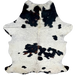 Colombian Speckled Tricolor Cowhide: white with black speckles, and spots that have a mix of black and dark brown, and it has longer hair on part of the spine - 6'7" x 4'10" (COTR1272)