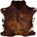 Colombian Tricolor Cowhide:  has long hair that has a mix of reddish brown and black, with white spots on the belly and shanks - 7'3" x 5'8" (COTR1287)