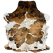 Colombian Speckled Tricolor Cowhide: white, with black and light brown speckles, and large and small spots that have a light brown and black, brindle pattern - 6'10" x 5'2" (COTR1381)