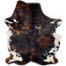 XL Colombian Tricolor Cowhide: has a mix of black and reddish brown, and small and large, white spots that have black speckles - 8'3" x 6'2" (COTR1398)
