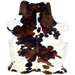 XL Colombian Speckled Tricolor Cowhide: white with faint, black speckles, and large and small spots that have a reddish brown and black, brindle pattern - 8'4" x 6' (COTR1406)