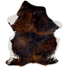 Large Colombian Tricolor Cowhide: has a mix of black and reddish brown, and white on part of the shanks and belly - 7'7" x 5'4" (COTR1426)