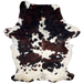 Large Colombian Tricolor Cowhide: white and off-white, with faint, black speckles, and large and small spots that have a mix of black and dark brown - 7'11" x 5'4" (COTR1432)