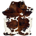 Colombian Tricolor Cowhide: white with large and small spots that have a reddish brown and black, brindle pattern - 6'11" x 5'2" (COTR1443)