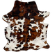 Colombian Tricolor Cowhide: white with black speckles, and large and small spots that have a mix of red brown and black - 6'3" x 4'9" (COTR1462)