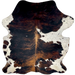 Colombian Tricolor Cowhide: has a black and brown, brindle pattern and white with black and brown spots and faint speckles - 7'2" x 5'11" (COTR1463)