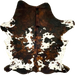 Large Tricolor Speckled Colombian Cowhide: white with brown and black speckles, and large and small spots that have a mix of black and reddish brown - 7'9" x 6' (COTR1479)