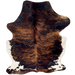 Tricolor Colombian Cowhide: has a black and brown, brindle markings, and white on the belly and part of the butt and shanks - 7'2" x 5' (COTR1481)