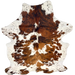 Large Tricolor Speckled Colombian Cowhide: white with black and brown speckles, and large and small spots with a mix of brown and black - 7'9" x 5'9"(COTR1487)