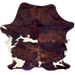 Large Colombian Tricolor Cowhide: has a mix of red brown and black, and small and large, white spots - 7'7" x 5'10" (COTR1488)