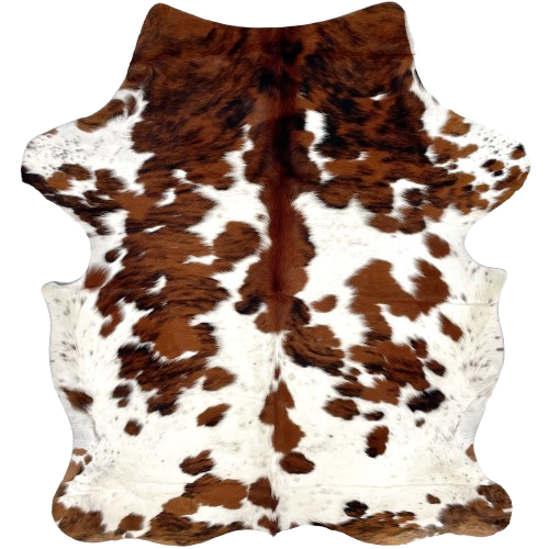 Colombian Tricolor Cowhide: white with red brown and black spots - 6' x 4'10" (COTR1490)