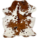 Colombian Tricolor Cowhide: white with small and large, brown spots, some having a mix of brown and black - 6'3" x 4'9" (COTR1503)
