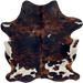 Colombian Tricolor Cowhide: has a mix of black and reddish brown and white spots that have black speckles - 6'5" x 5'1" (COTR1505)