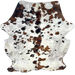 Colombian Tricolor Speckled Cowhide: white with brown and black speckles and spots - 7'4" x 5'8" (COTR1531)