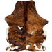 Colombian Tricolor Cowhide: has a reddish brown and black, brindle pattern, and white spots on the back, belly, and hind shanks - 7' x 5'2" (COTR1548)