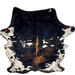 Large Colombian Tricolor Cowhide: mostly solid black on the shoulder, brown down the spine, brown, brindle markings and white spots on the back, and white with black speckles and spots on the belly, butt, and shanks) - 7'11" x 5'11" (COTR1562)