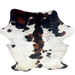 XL Colombian Speckled Tricolor Cowhide: white and off-white with black speckles, large and small spots with a mix of black and brown, and long hair down the middle of the shoulder - 8'4" x 6'3" (COTR1567)