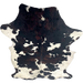 XL Colombian Tricolor Cowhide: has mix of black and reddish brown, large and small, white and off-white spots with black speckles, and longer hair down the middle of the shoulder - 8'2" x 5'9" (COTR1573)