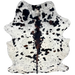 Large Colombian Speckled Tricolor Cowhide: white with black and brown speckles and spots, and longer hair down the spine and on the belly - 7'9" x 5'8" (COTR1616)