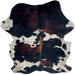 Colombian Speckled Tricolor Cowhide: white with black speckles and large and small spots with a black and red brown, brindle pattern - 7'2" x 5'5" (COTR1629)