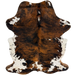 Colombian Tricolor Cowhide: has a brown and black, brindle pattern and white spots that have black speckles - 7'2" x 5'  (COTR1675)