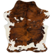 Colombian Tricolor Cowhide: white and large and small spots with a mix of reddish brown and black - 6'4" x 4'9" (COTR1676)