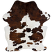 Large Colombian Tricolor Cowhide: white with black speckles, and spots that have a mix of brown and black - 7'7" x 5'6" (COTR1678)