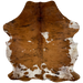 Colombian Tricolor Cowhide: has a brown and black, brindle pattern, spots that are white with brown and black speckles, and white with brown and black speckles on the belly and shanks - 7' x 5'4" (COTR910)