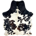 Colombian Tricolor Cowhide:  white with faint, cloudy speckles, and large and small, black spots, some having dark brown mixed in with them - 6'6" x 5'3" (COTR931)