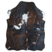 Tricolor cowhide rug, 4' x 3', shown on white background (SS-TRI-031)