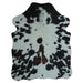 Tricolor cowhide rug, 4' x 3', shown on white background (SS-TRI-023)