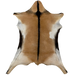 Brown Goatskin:  brown with black down the spine and across the shoulder, and white and dark brown on the belly - 2'9" x 2'1"( GOAT176)