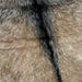 Closeup of this Brown and Black, Speckled Goatskin, showing brown with fine, black and white speckles, white and brown speckles across the shoulder, and black down the spine (GOAT196)
