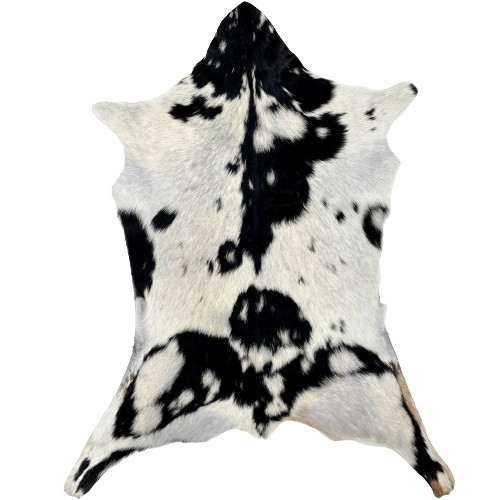 Off-White and Black Goatskin:  off-white with black spots and speckles  - 3'3" x 2'5" (GOAT336)